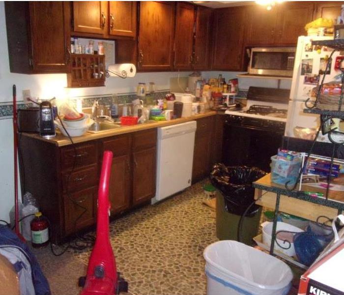 Cluttered messy kitchen 
